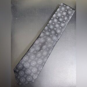 NWT Canali 100% silk tie Black w/ grey geometric pattern. Made in Italy.
